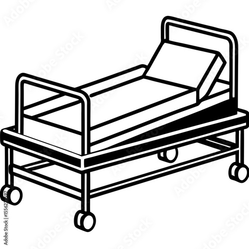 Isometric Medical Bed Illustration