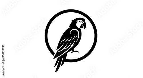 Parrot silhouette vector illustration: minimalist wildlife art design for logos and prints