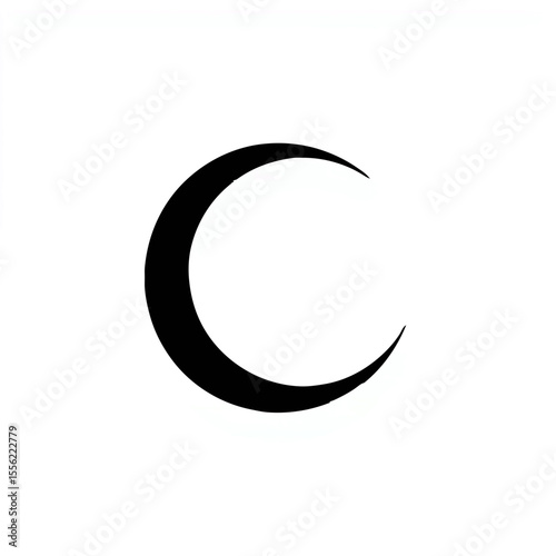 Crescent Moon Silhouette on Light Gray Background

