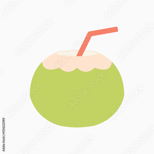 coconut drink flat icon isolated on white