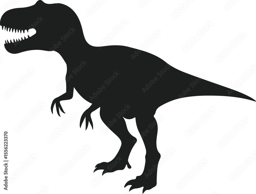Fototapeta premium Silhouette of a fierce tyrannosaurus rex dinosaur with sharp teeth and claws