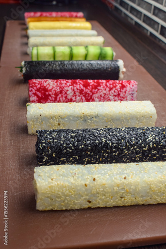 Set of other types of sushi on the table