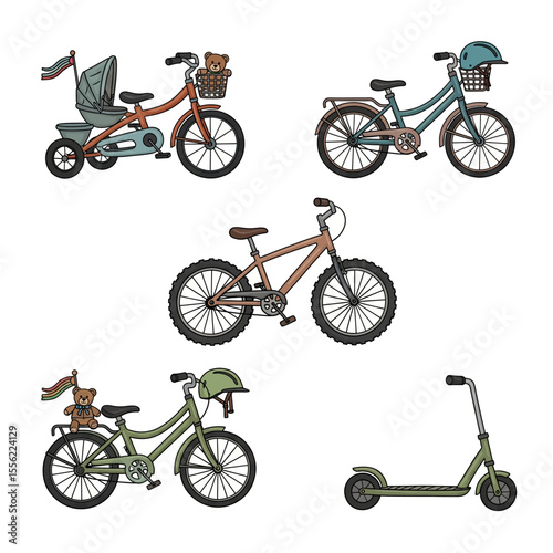 set of bicycle vector