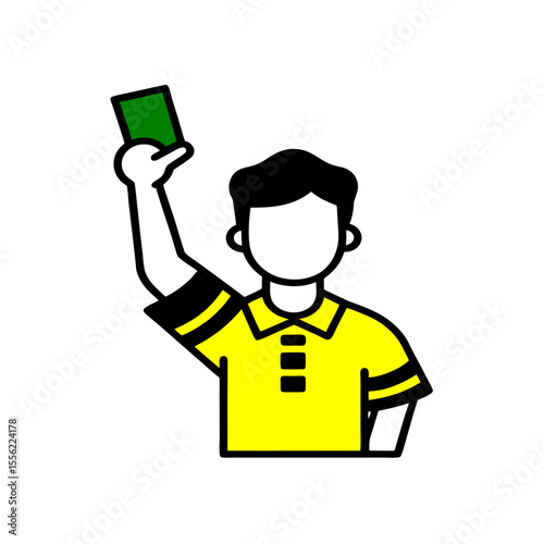  referee showing green card icon