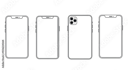 Smartphone outline vector illustration for tech design, line art style