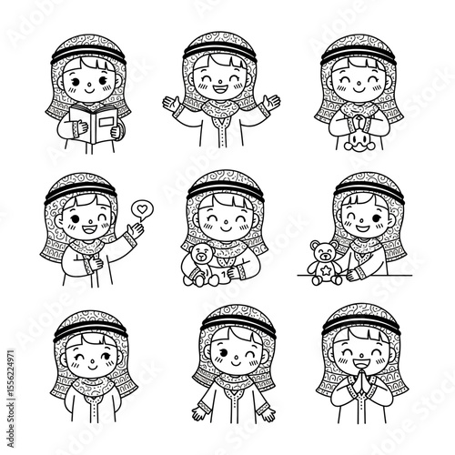 Arabian female kid character
