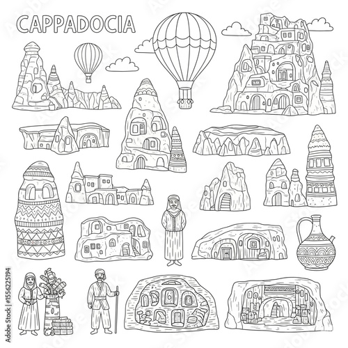 doodle icon set illustration of Cappadocia