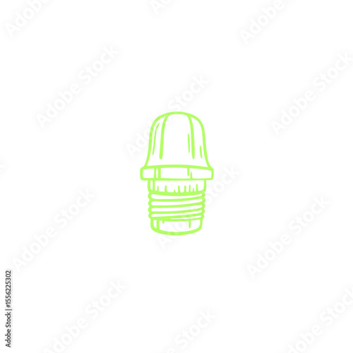 Car tire valve cap icon made of phosphorus, ribbed cylindrical shape
