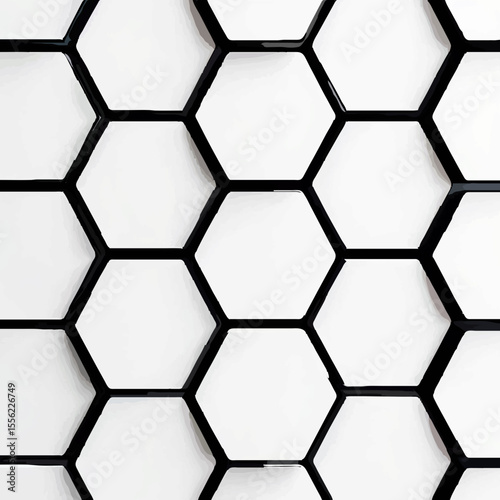 Hexagonal Molecular Structure Pattern on White

