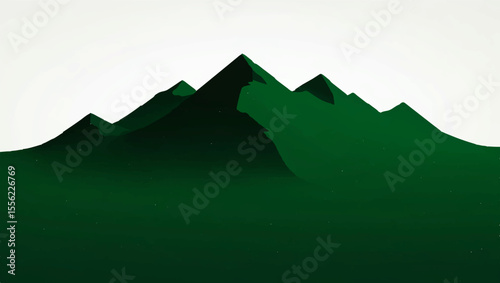 Abstract Green Mountain Range on White Background

