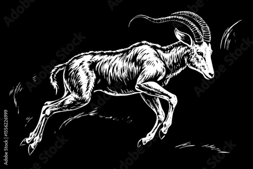 black silhouette of a goat