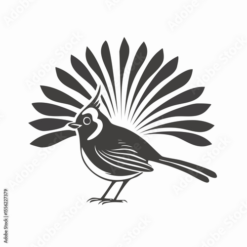 Elegant crested titmouse bird graphic, a minimalist design suitable for avian themed logos and wildlife themed decorative designs.