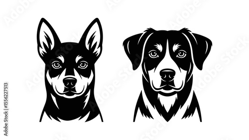 Dual canine elegance: Two captivating portraits showcase the distinct features of dog breeds in a striking illustration of charm and companionship.