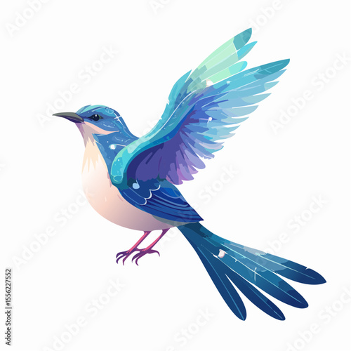 A vibrant bluebird soars with artistic watercolor-style wings, creating a beautiful design suitable for nature-themed logos or avian-inspired graphics.