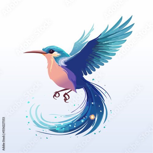 A beautifully designed kingfisher graphic featuring vibrant blues and artistic flair, perfect for nature themes or creative projects.