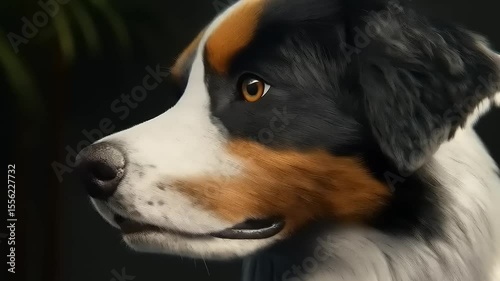 Enchanting bernese mountain dog close up portrait, a heartwarming canine companion