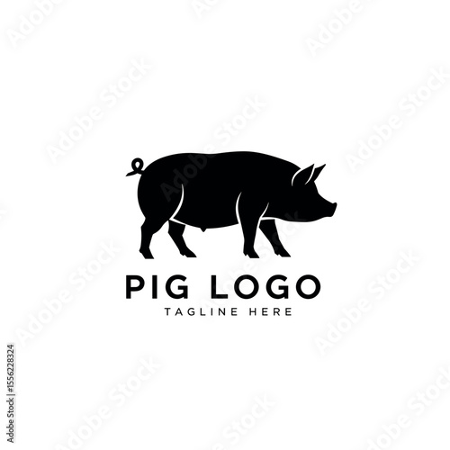 Modern pig logo in black silhouette