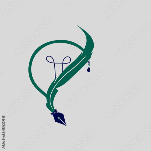 Heart Feather Pen Logo | Creative Writer and Artistic Brand Symbol