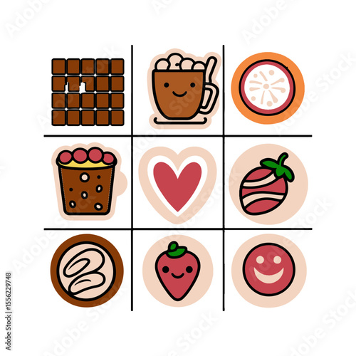 set of icons of chocolates, coffee and candies