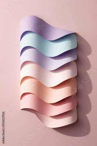 Abstract Pastel Paper Wave Layered Color Palette Design