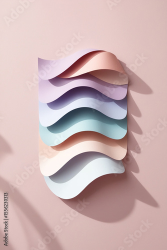 Abstract Pastel Paper Wave Layered Color Palette Design