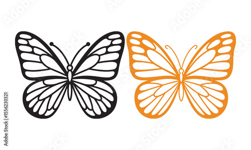  Beautiful Dual Butterfly Outline Vectors