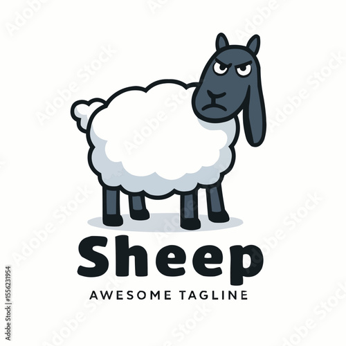 Vector Illustration Sheep Simple Mascot Style