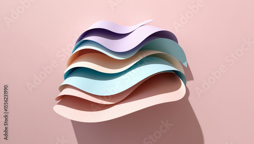 Abstract Pastel Paper Wave Layered Color Palette Design