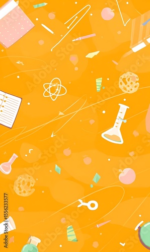 Science and education themed orange background