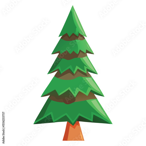 Cartoon evergreen tree illustration for christmas holiday and winter season design graphic element isolated