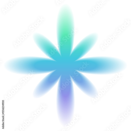Gradient flower shape. Clover. Y2K colorful floral icon with soft glow and blurred edges isolated on white. Trendy blurry figure for design, sticker, poster, social media. Vector illustration.