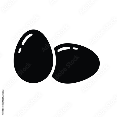 A simple black and white icon illustration of two eggs