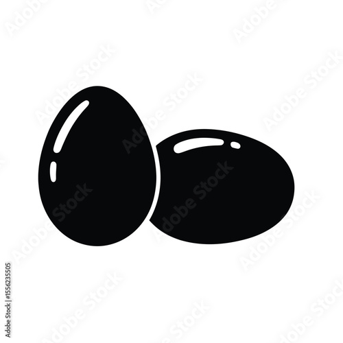 A simple black and white icon illustration of two eggs