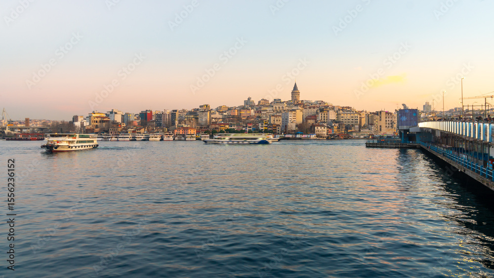 Naklejka premium View on istanbul city and Galata Tower. Istanbul is a popular tourist destination