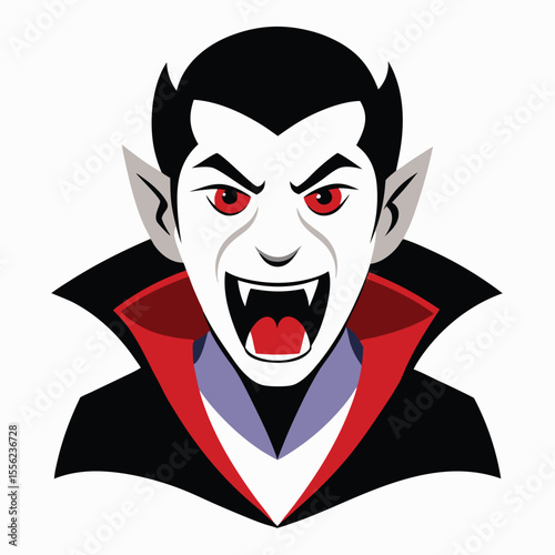 Halloween Dracula Vampire Full Moon Night Illustration