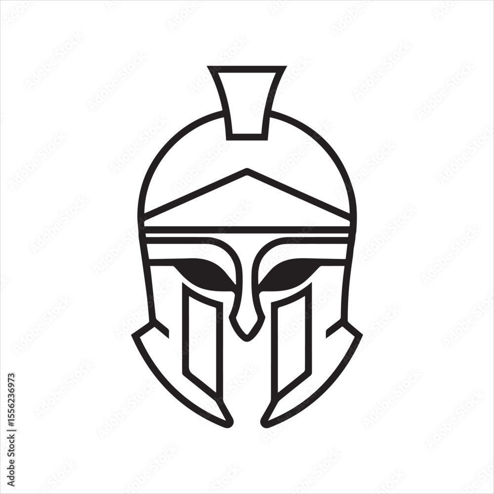 Obraz premium Historic greek spartan warrior helmet icon for battle and military themes