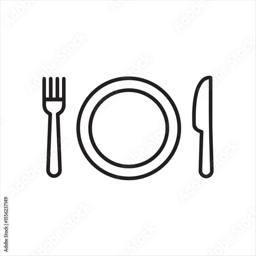 Classic fork knife and spoon on a plate dining illustration