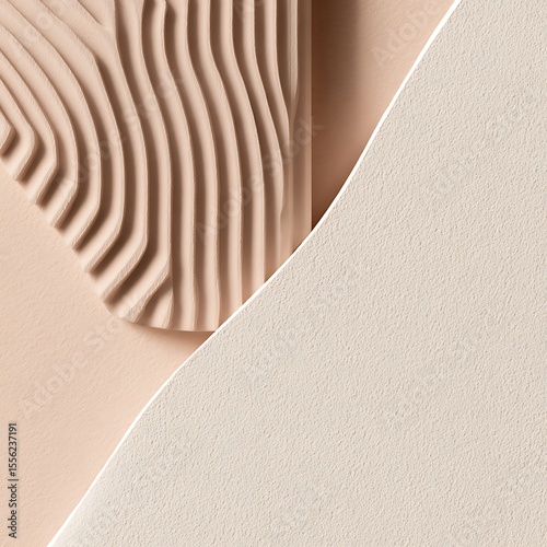 Beige sculptural composition with textured background