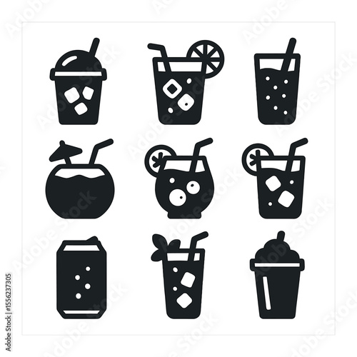 Fluid Dynamics Icons. Solid, filled icons set of fluid dynamics patterns: flowline wave, vortex ring, droplet