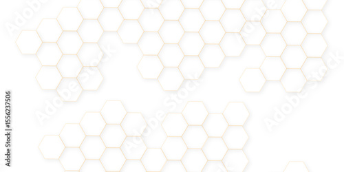 Abstract white hexagon concept background. Seamless pattern with hexagon. Hexagonal white hexagons honeycomb wallpaper. Abstract white lines background.	