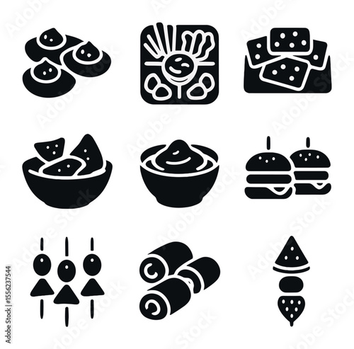 Underwater Pattern Icons. Solid, filled icons set of underwater patterns: coral fractal, wave field, fish