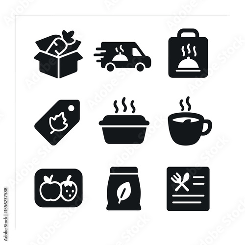 Holographic Icon Grid. Solid, filled icons set of holographic simulation patterns: VR wave, digital echo,