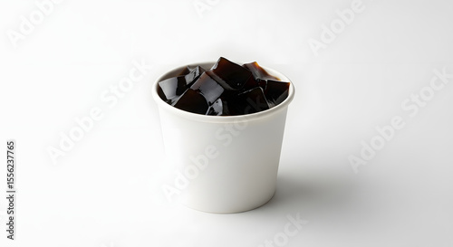 Minimalist Landscape of Coffee Jelly in a Cup