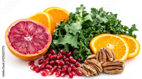 Vibrant Feast of Health: An artistic display of fresh, raw ingredients that evoke freshness and nourishment in the realm of health and wellness