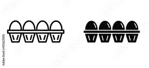 A simple black and white illustration of an egg carton container
