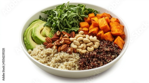 Nutritious Nourishment: A colorful and healthy bowl of food, brimming with an array of wholesome ingredients, symbolizing vitality and well-being.