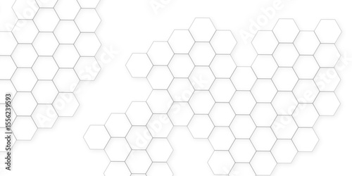 Abstract white hexagon concept background. Seamless pattern with hexagon. Hexagonal white hexagons honeycomb wallpaper. Abstract white lines background.	