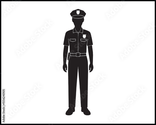 female police officer silhouette standing straight