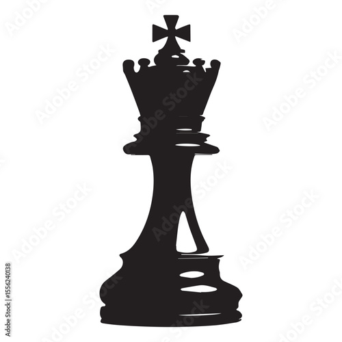 Black silhouette of a chess king piece on a white background