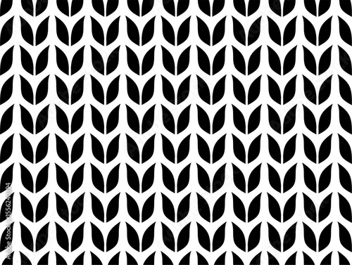Seamless black wheat silhouette pattern, repeating vertical stalks with leaf like shapes. Ideal for agricultural themes, packaging, textiles, backgrounds,nature design, wallpaper, and cover.